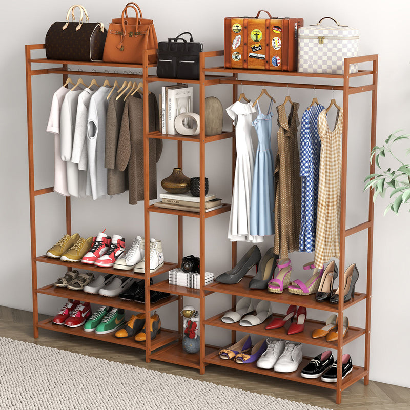 Milano Decor Multifunctional Bamboo Clothes Wardrobe Storage Stand Organiser