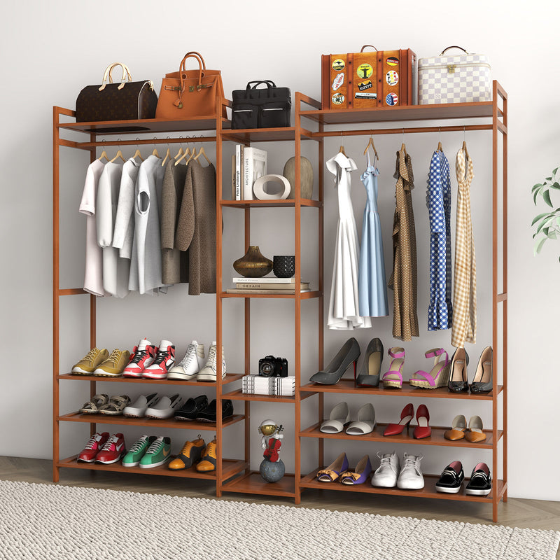 Milano Decor Multifunctional Bamboo Clothes Wardrobe Storage Stand Organiser