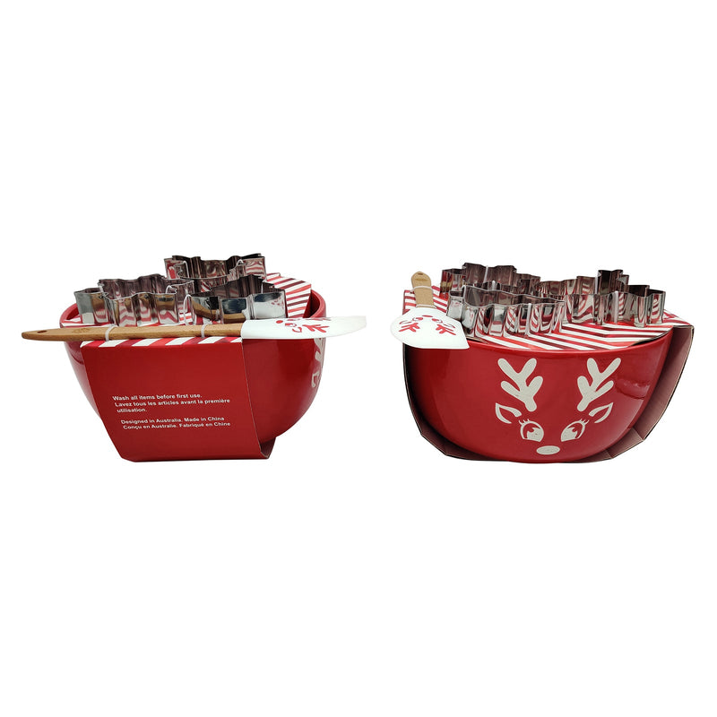 Bread and Butter Electroplate Icy Reindeer Mini Mix Bowl Set - Red