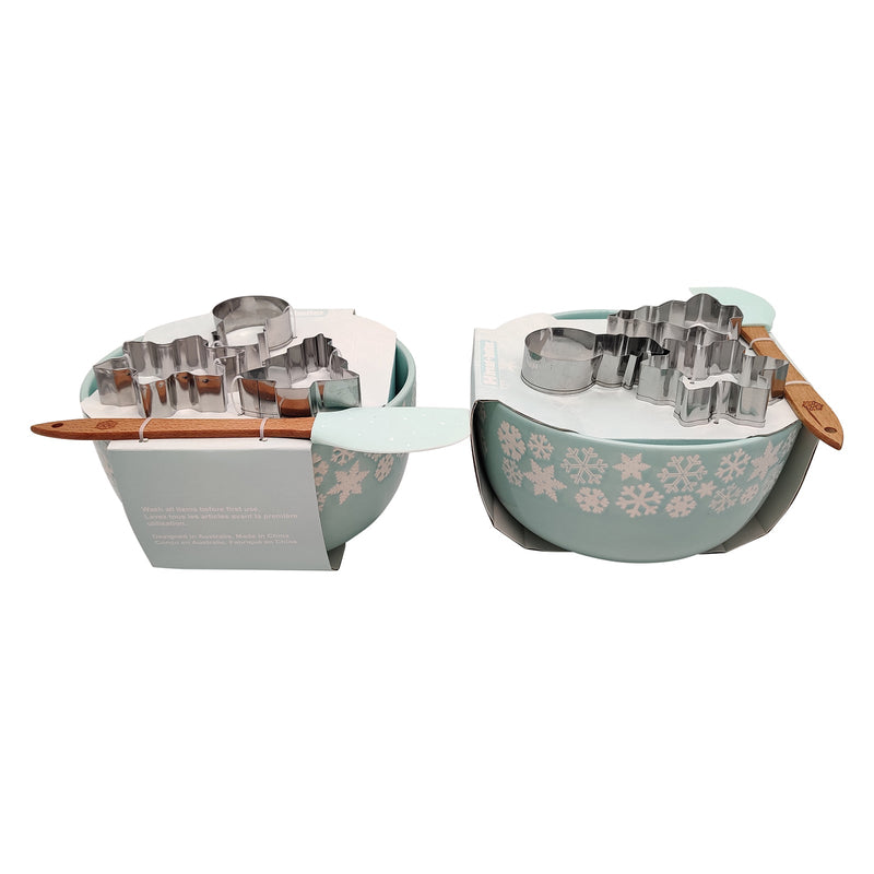 Bread and Butter Electroplate Icy Snowflake Mini Mix Bowl Set - Light Blue