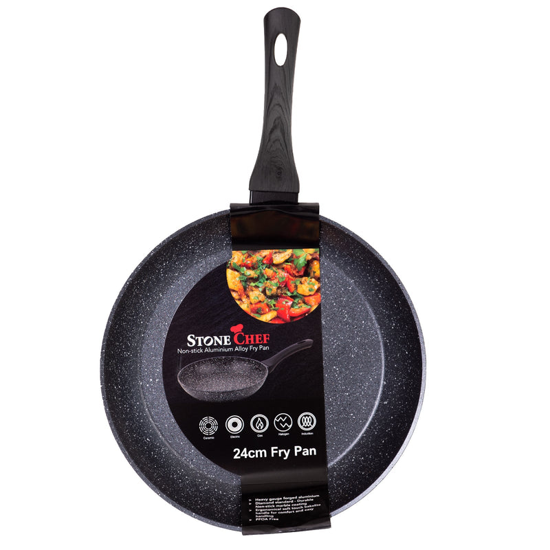 Stone Chef Forged Frying Pan Cookware Kitchen Fry Pan Black Grey Handle 24cm