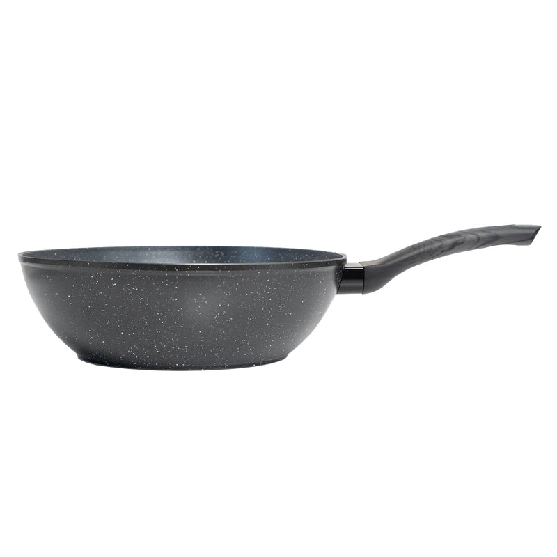 Stone Chef Forged Wok Non Stick Cookware Kitchen Black Grey Handle 30cm