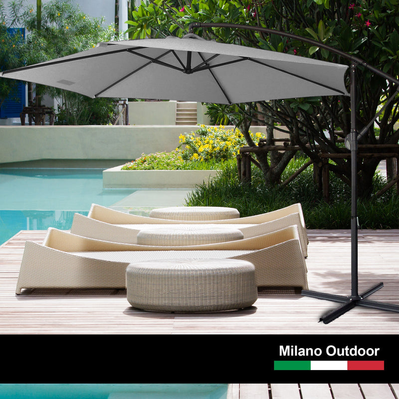 Milano 3M Outdoor Umbrella Cantilever With Protective Cover Patio Garden Shade