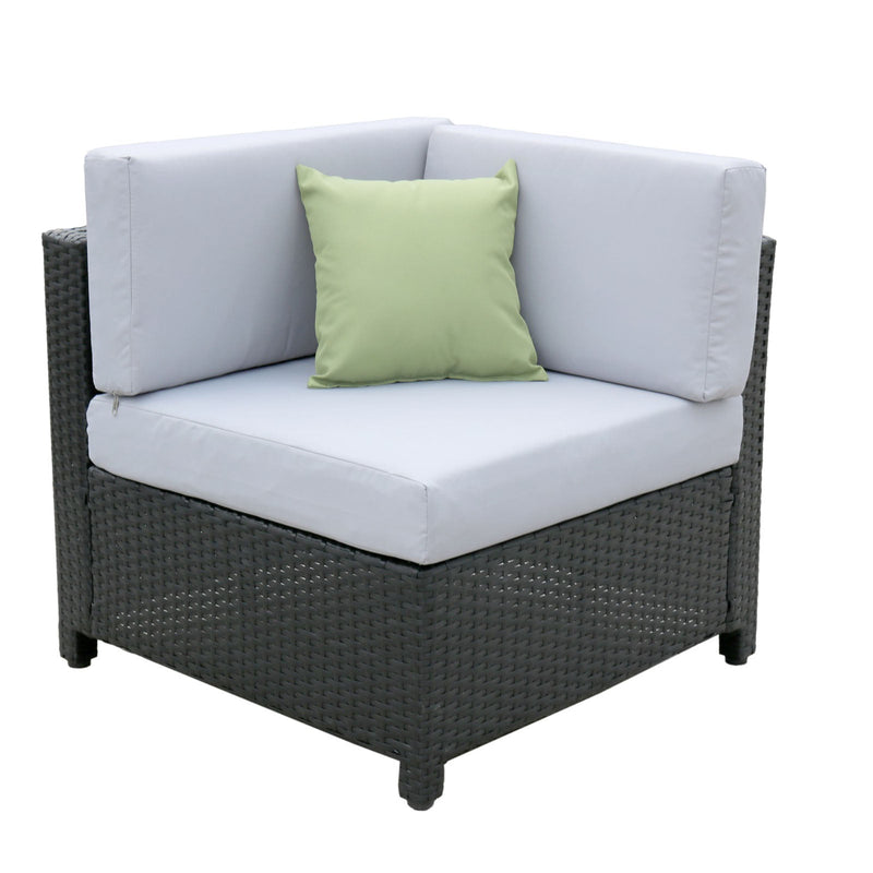 Milano 5 Piece Wicker Rattan Sofa Set Black Light Grey Outdoor Lounge Patio Set