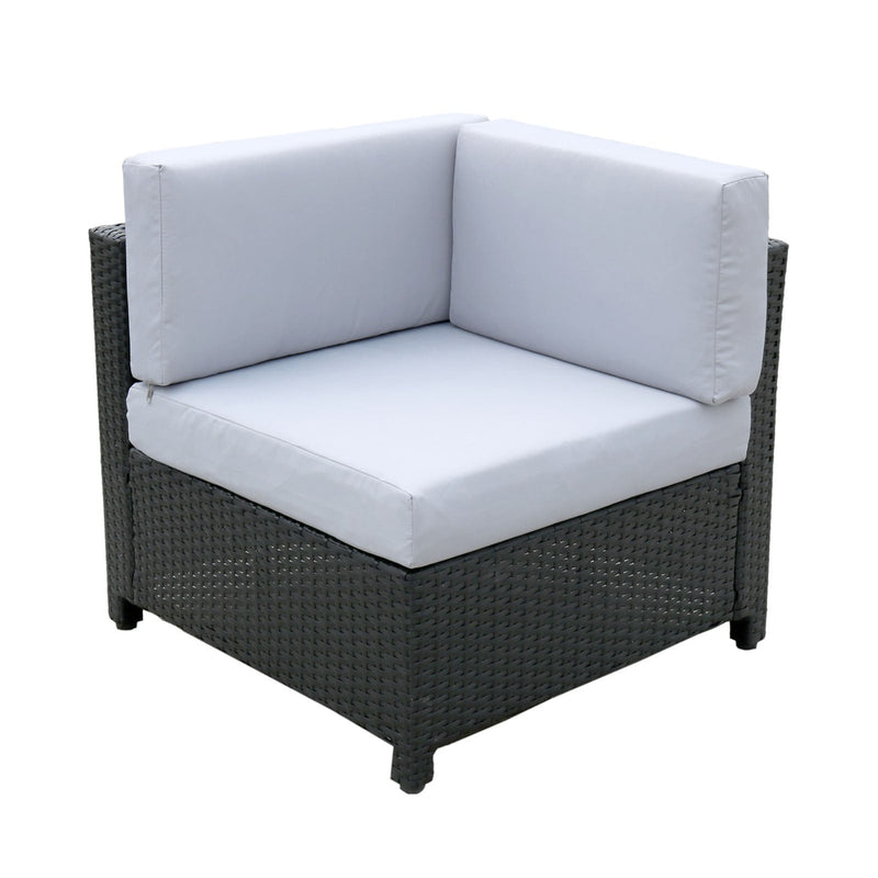 Milano 5 Piece Wicker Rattan Sofa Set Black Light Grey Outdoor Lounge Patio Set