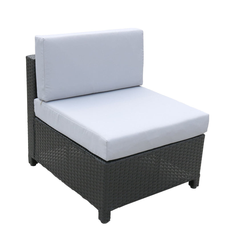 Milano 5 Piece Wicker Rattan Sofa Set Black Light Grey Outdoor Lounge Patio Set