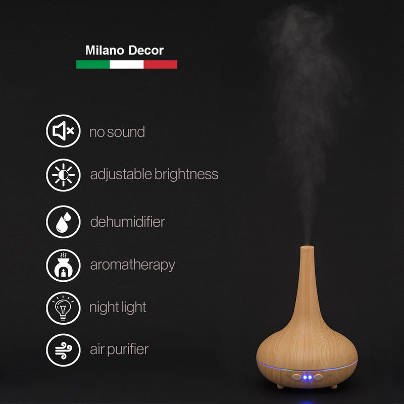 Essential Oil Diffuser Ultrasonic Humidifier Aromatherapy LED Light 200ML 3 Oils