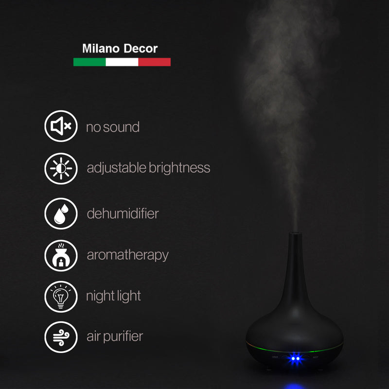 Essential Oil Diffuser Ultrasonic Humidifier Aromatherapy LED Light 200ML 3 Oils