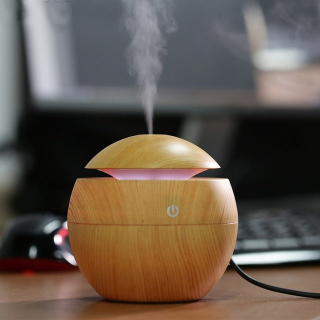 Milano Ultrasonic USB Diffuser with 10 Aroma Oils Humidifier LED Light 130ml