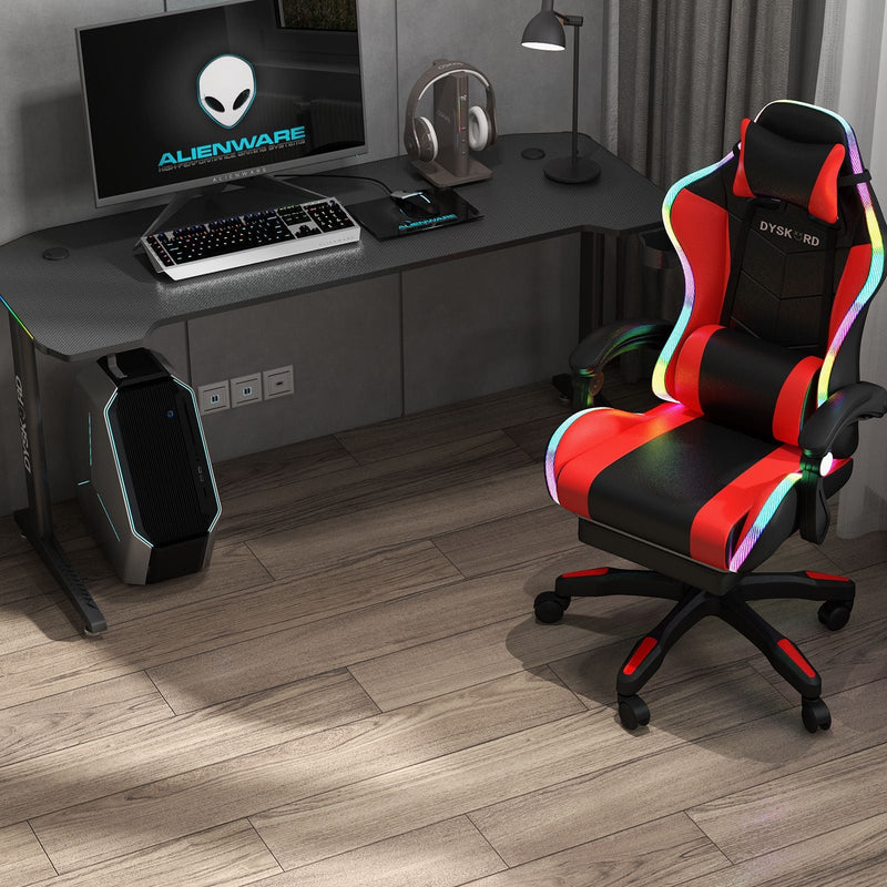 Dyskord Gaming Chair And Dyskord Adjustable Desk Gaming Package Set