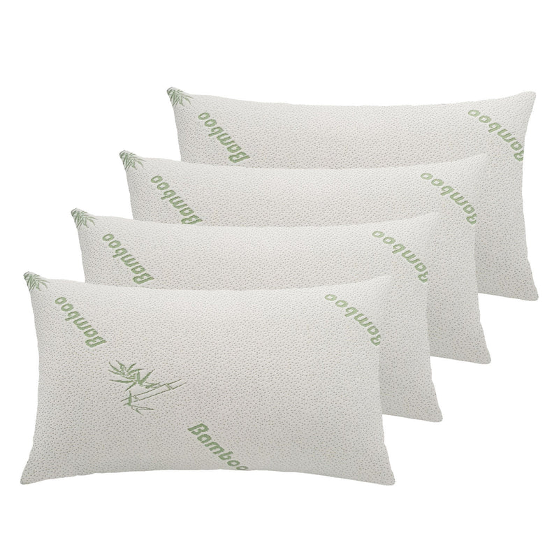 Royal Comfort Large Bamboo Blend Memory Foam Pillows 45 x 75cm - 4 x 1 Packs