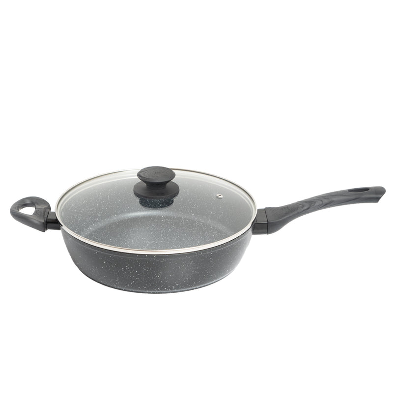 StoneChef 2 Piece Set 1 x Deep Frypan 28cm 1 x Frypan 28cm Black Grey Handle