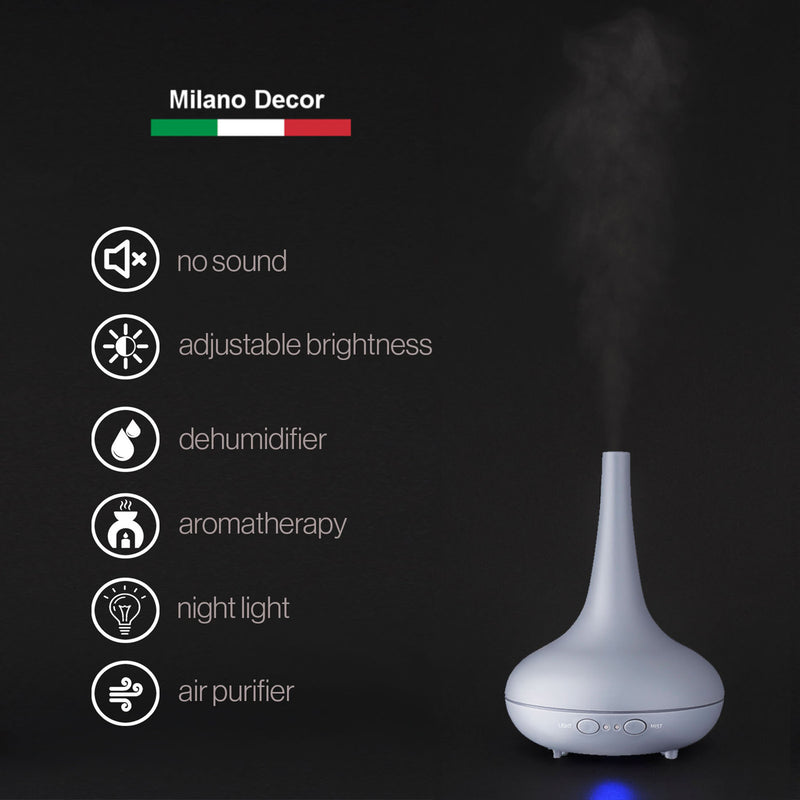 2 x Milano Decor Ultrasonic Aroma Diffusers + 6 Diffuser Oils Complete Set