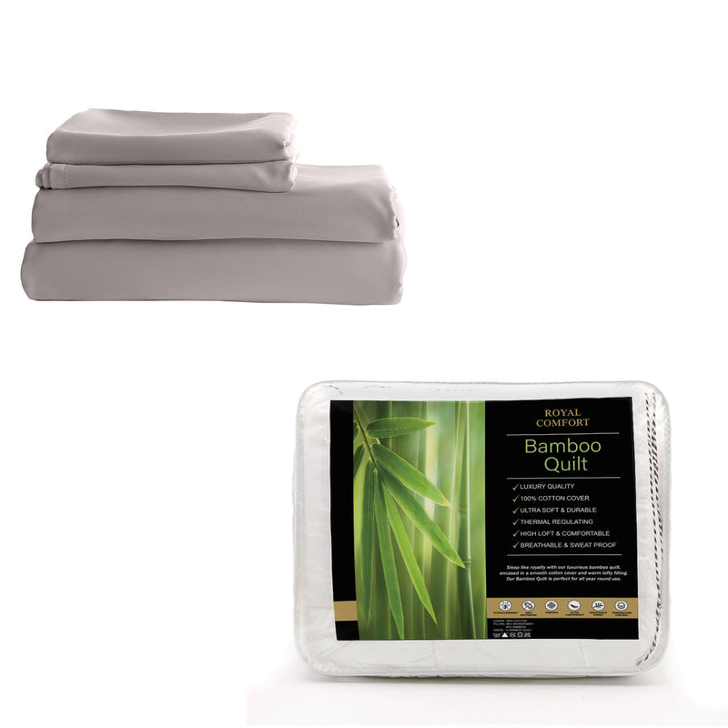 Royal Comfort Bed Set 1 x Bamboo Cotton Balmain Sheet Set And 1 x Bamboo Quilt