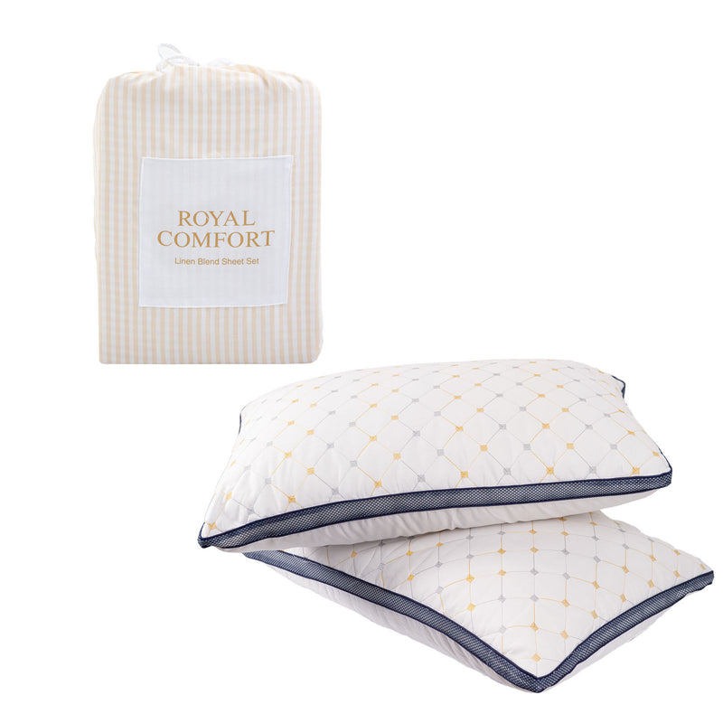 Royal Comfort Bedding Set 1 x Linen Blend Sheet Set And 2 x Air Mesh Pillows