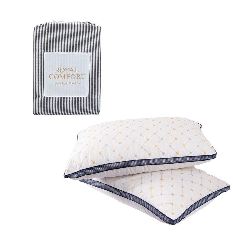 Royal Comfort Bedding Set 1 x Linen Blend Sheet Set And 2 x Air Mesh Pillows