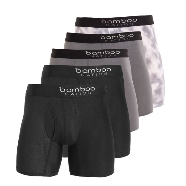 Bamboo Nation Y Front Boxer Briefs Mens Bamboo Jocks Anti Chafe - Multi - 5 Pk