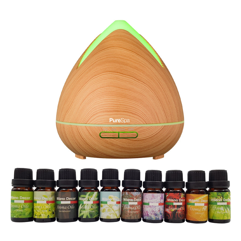 Purespa Diffuser Set With 10 Pack Diffuser Oils Humidifier Aromatherapy