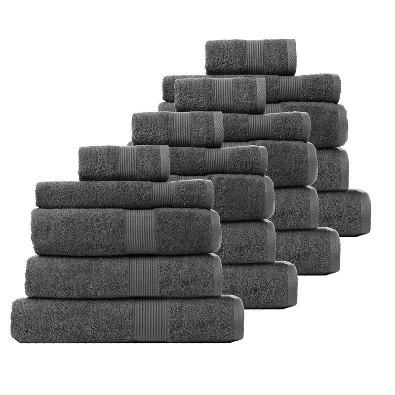 Royal Comfort 20 Piece Cotton Bamboo Towel Bundle Set 450GSM Luxurious Absorbent