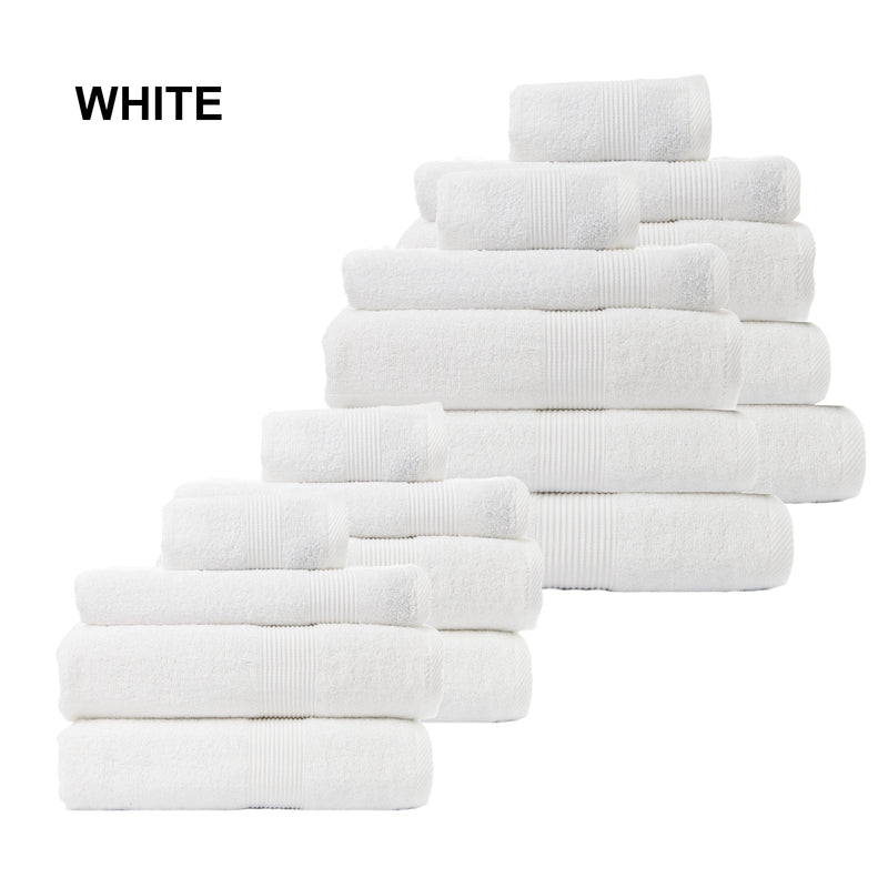 Royal Comfort 18 Piece Cotton Bamboo Towel Bundle Set 450GSM Luxurious Absorbent