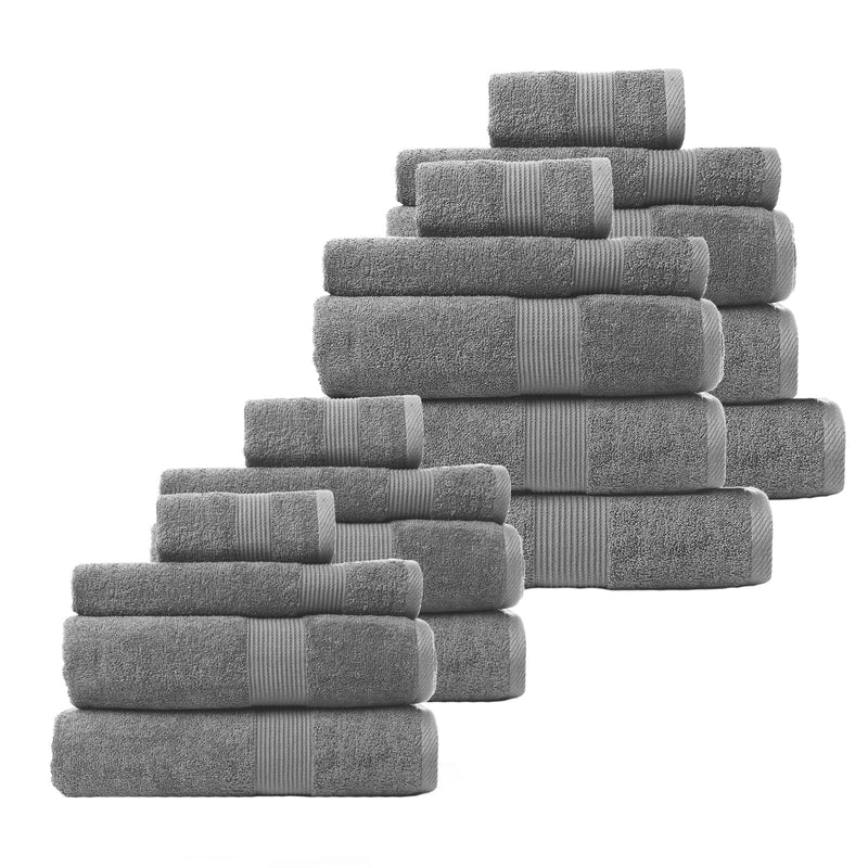 Royal Comfort 18 Piece Cotton Bamboo Towel Bundle Set 450GSM Luxurious Absorbent