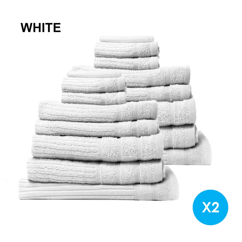 Royal Comfort 16 Piece Egyptian Cotton Eden Towel Set 600GSM Luxurious Absorbent