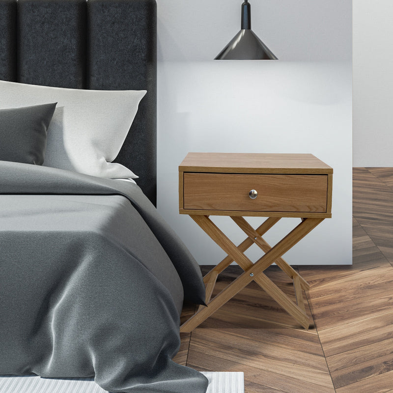 Milano Decor Bedside Table Surry Hills Oak Storage Cabinet Bedroom